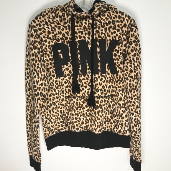 PINK Victoria's Secret Tops - PINK Victoria’s Secret Leopard Print Hoodie